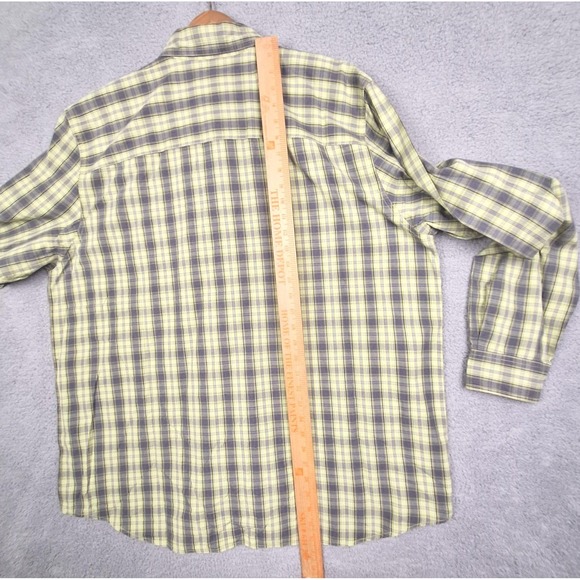 Eddie Bauer Shirt Mens XL Tall Yellow Gray Plaid Button Down 100% Cotton Preppy - Picture 5 of 8